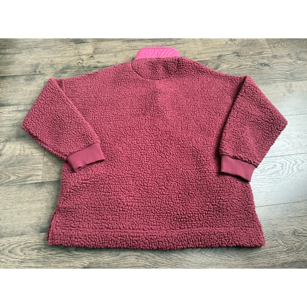 Aerie Women's‎ Sherpa pullover 1/4 zip Sweater Jacket Super Soft Wine Color Sz M - Picture 4 of 11